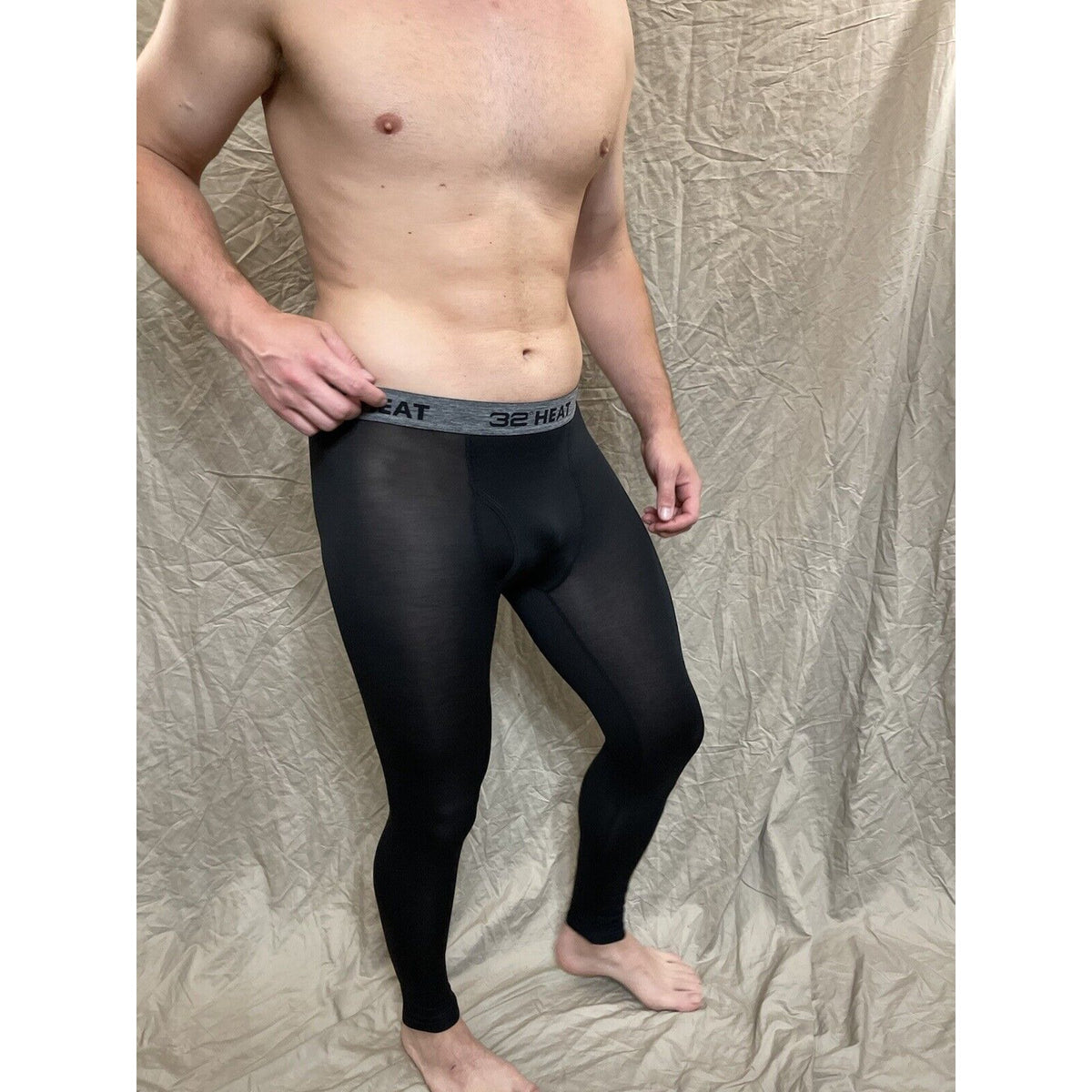 men's 32 degree heat black base layer long underwear leggings Large