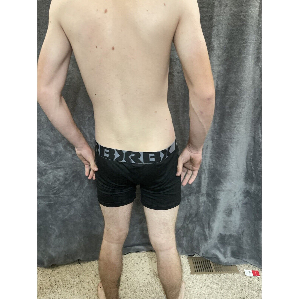 men's Black with  gray Band RBX large compression boxer briefs 10% spandex