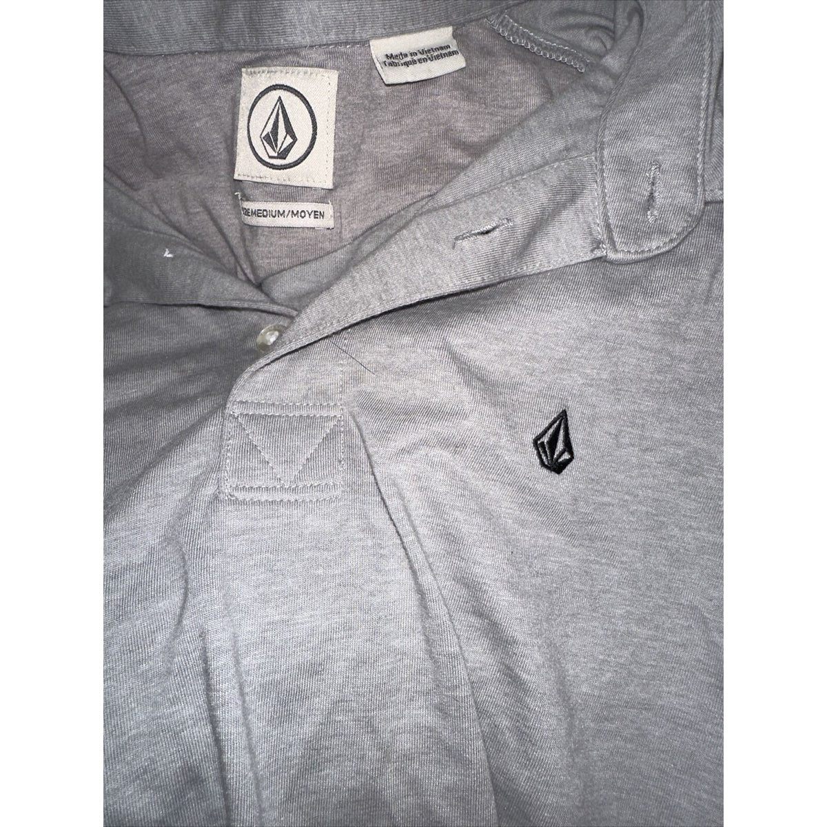 Men’s Silver Gray Volcom Medium Polo Shirt Short Sleeves