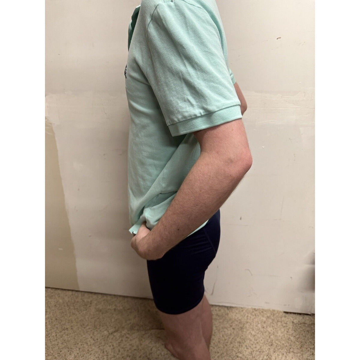men’s mint green express pique polo medium polo shirt small hole see pics