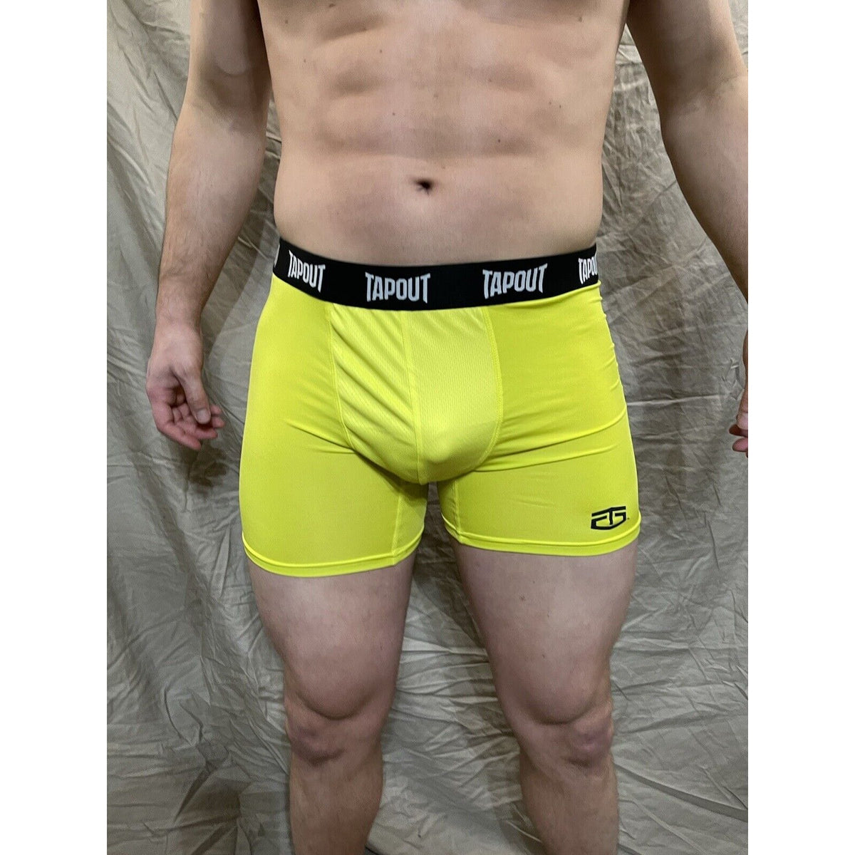 men's tapout bright yellow compression shorts Small  New And Never Worn