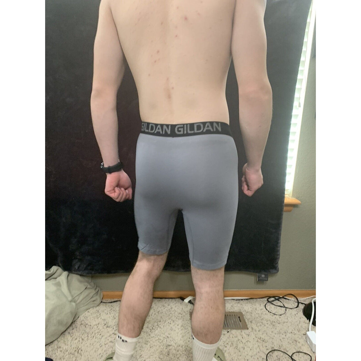 Men’s Gildan Medium Boxer Briefs Gray 5% Spandex