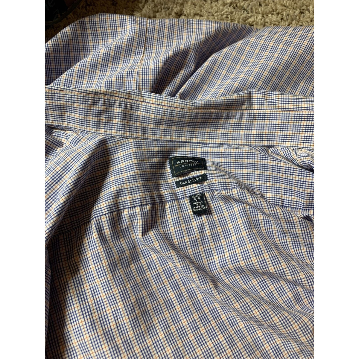 Arrow Button Up Dress Shirt Men's 16 32-33 Long Sleeve Multi Plaid Classic Fit