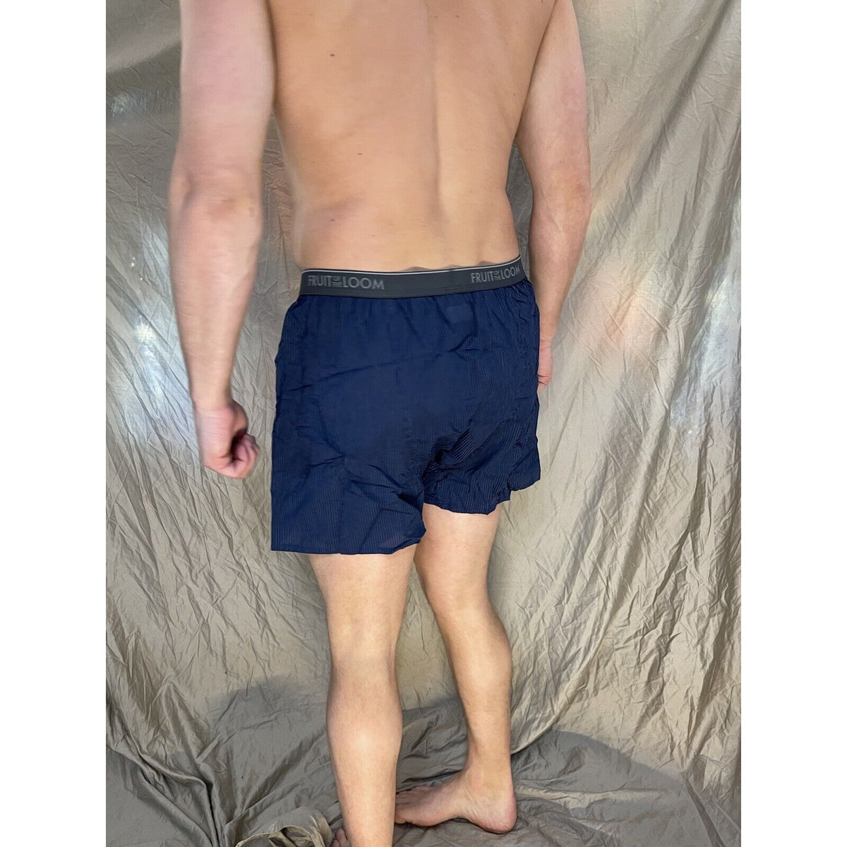 men's fruit of the loom Striped Dark blue boxer shorts Size Small
