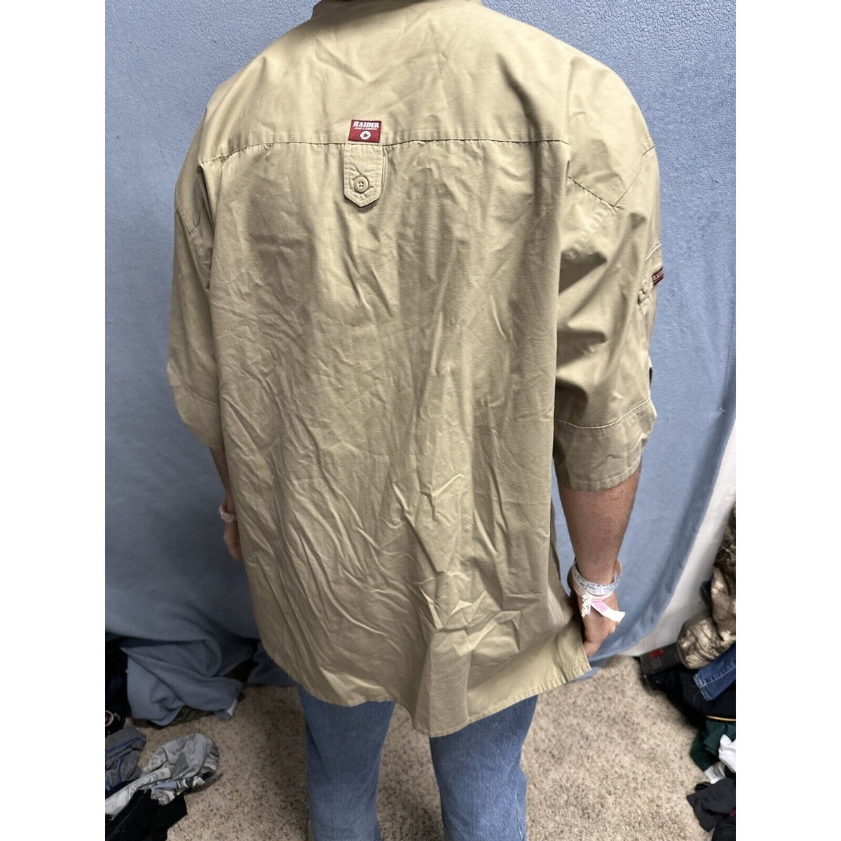 Men’s Khaki Raider Jean Company Large Short Sleeve Button Up Shirt