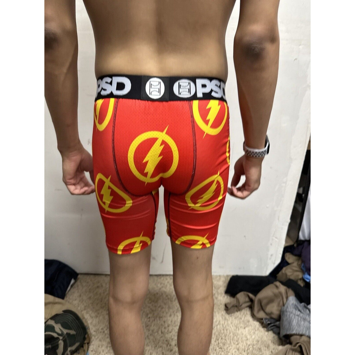 Men’s PSD Small Boxer Briefs Red Orange Flash Design