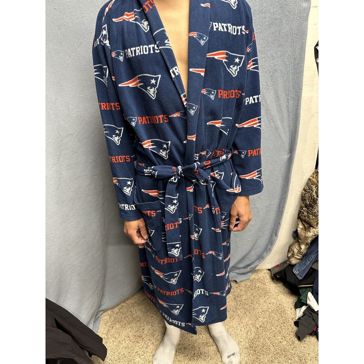 Men’s New England Patriots Team NFL Apparel Sleepwear One Size Fits Most Robe