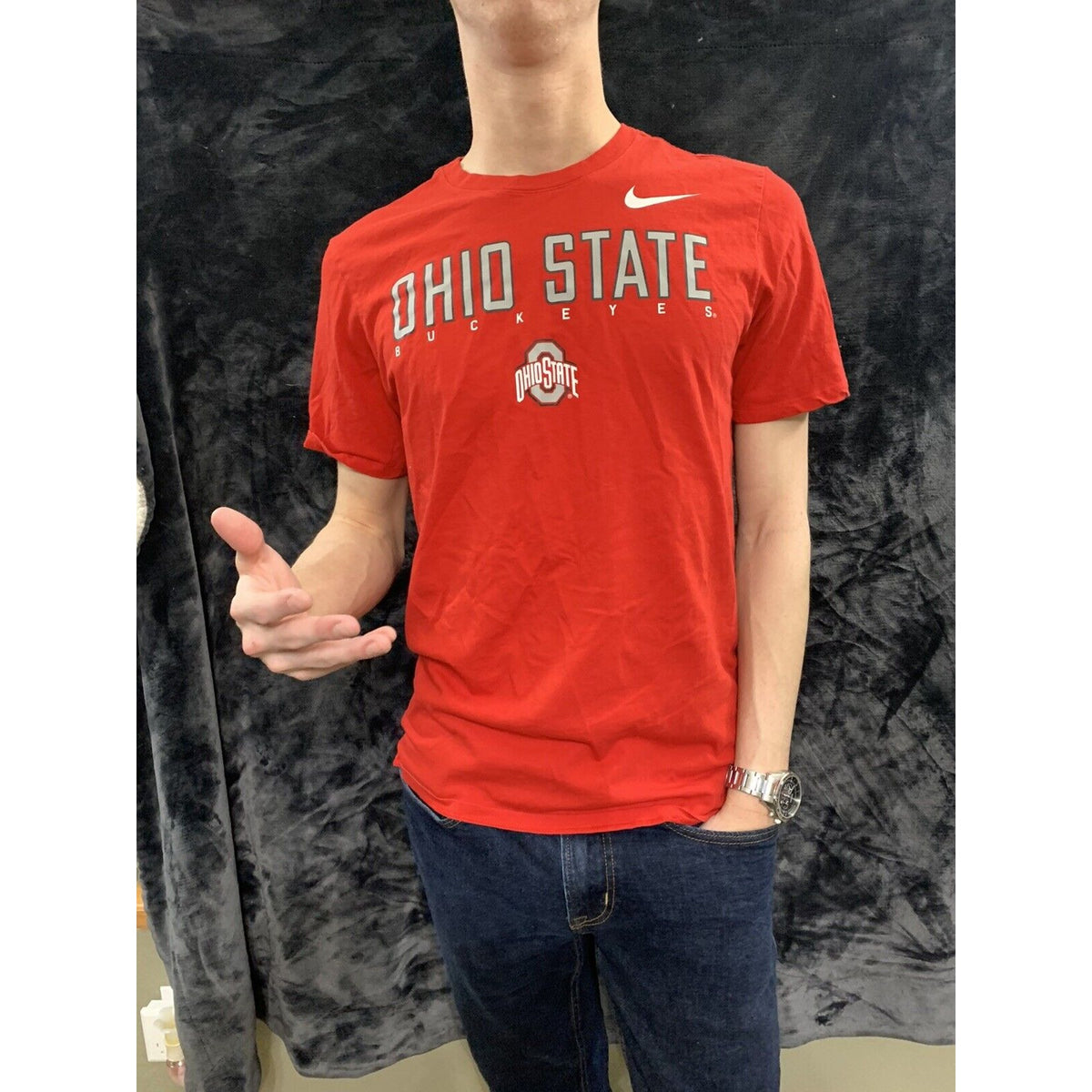 Nike " The Nike Tee " Red/Heather Red Ohio State Buckeyes Short Sleeve Mens LG