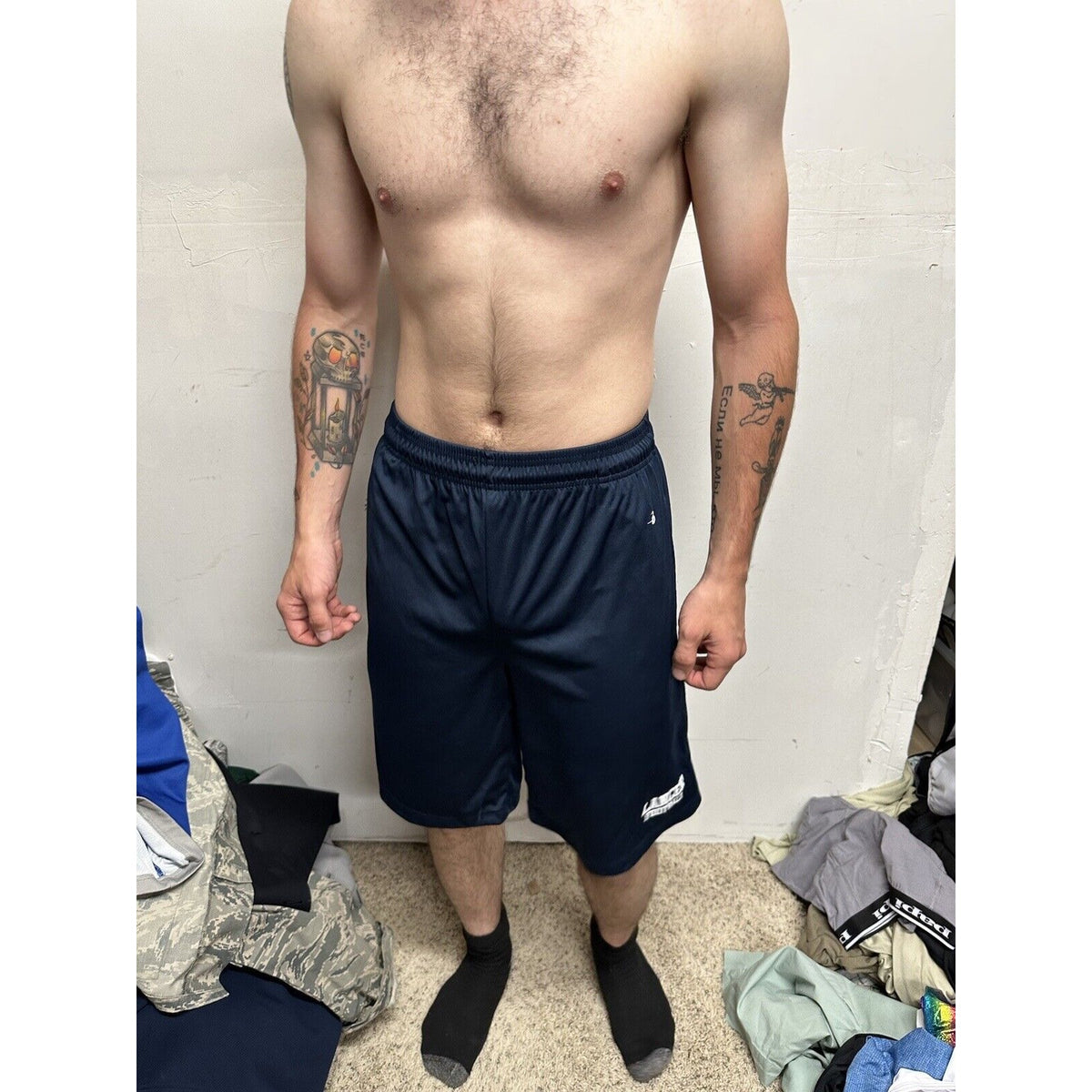 Men’s Dark Blue Badger Sport Small Lancer Football Athletic Shorts With Pockets