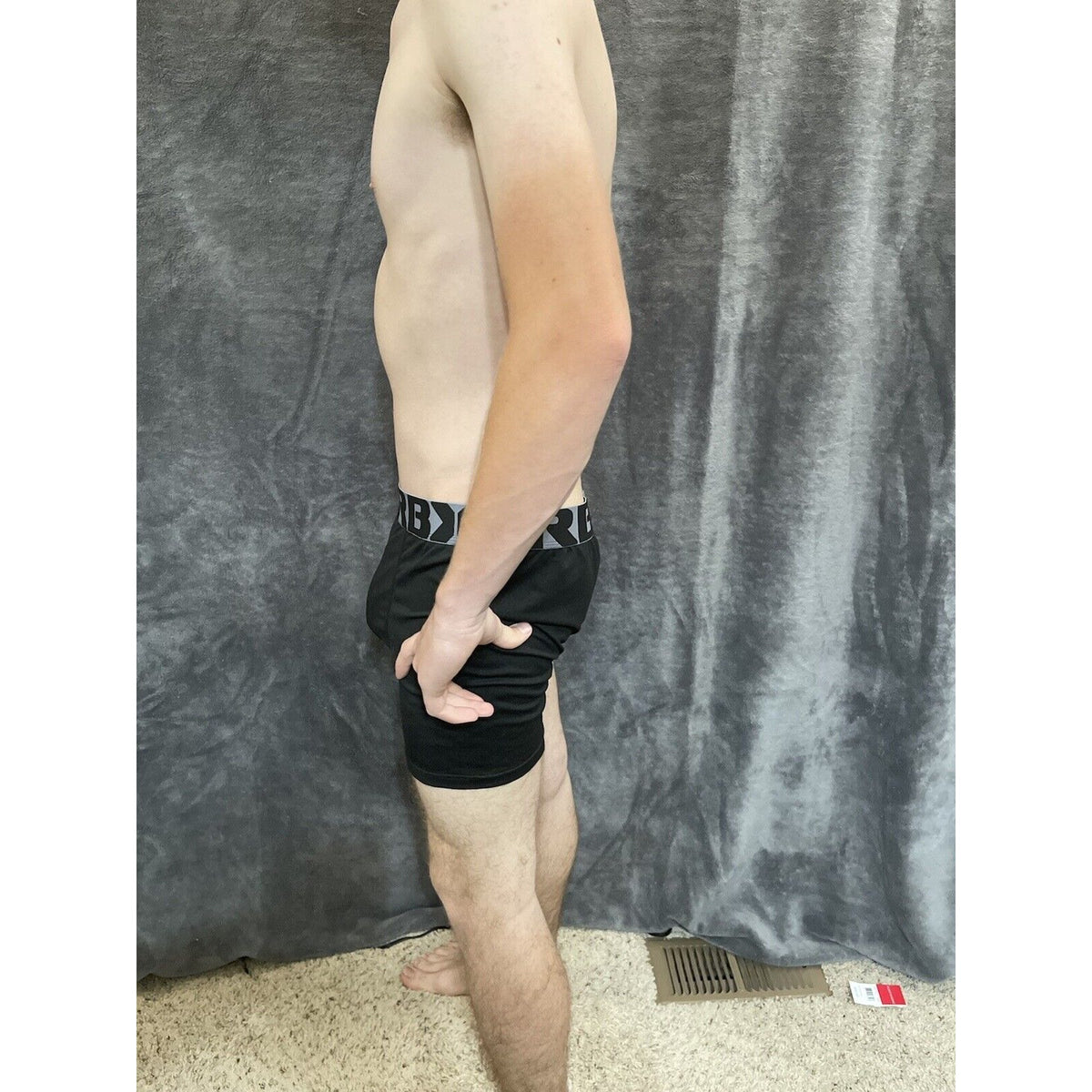 men's Black with  gray Band RBX large compression boxer briefs 10% spandex