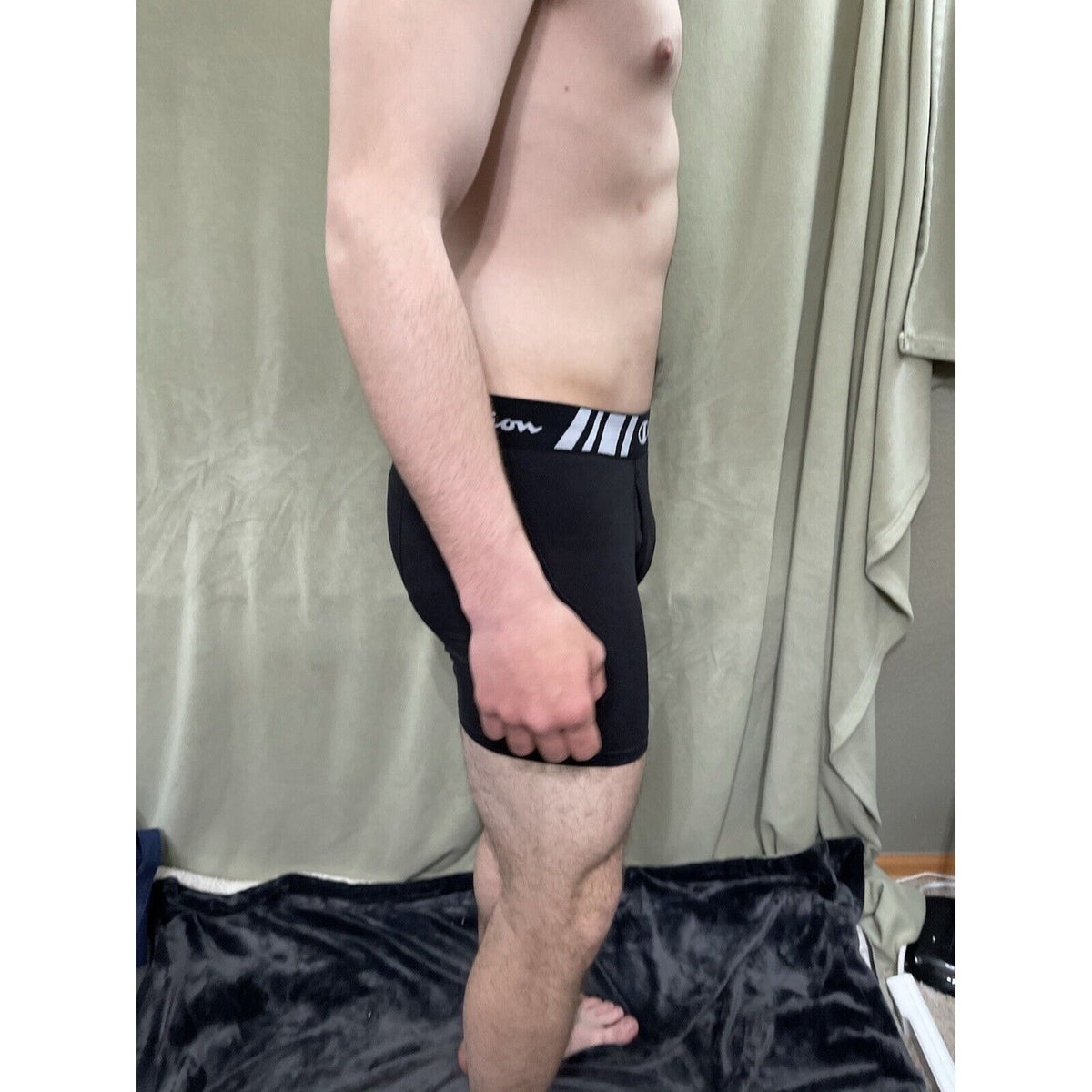 Champion Men's Boxer Briefs Underwear Size Medium Black 5% Spandex New