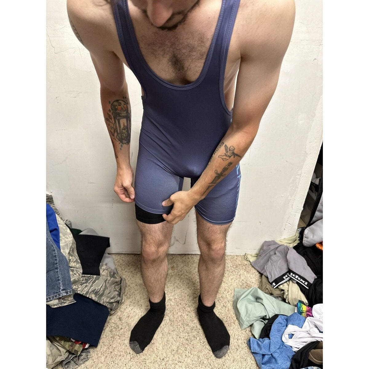 Men’s Gray Tauwell Wrestling Singlet Large