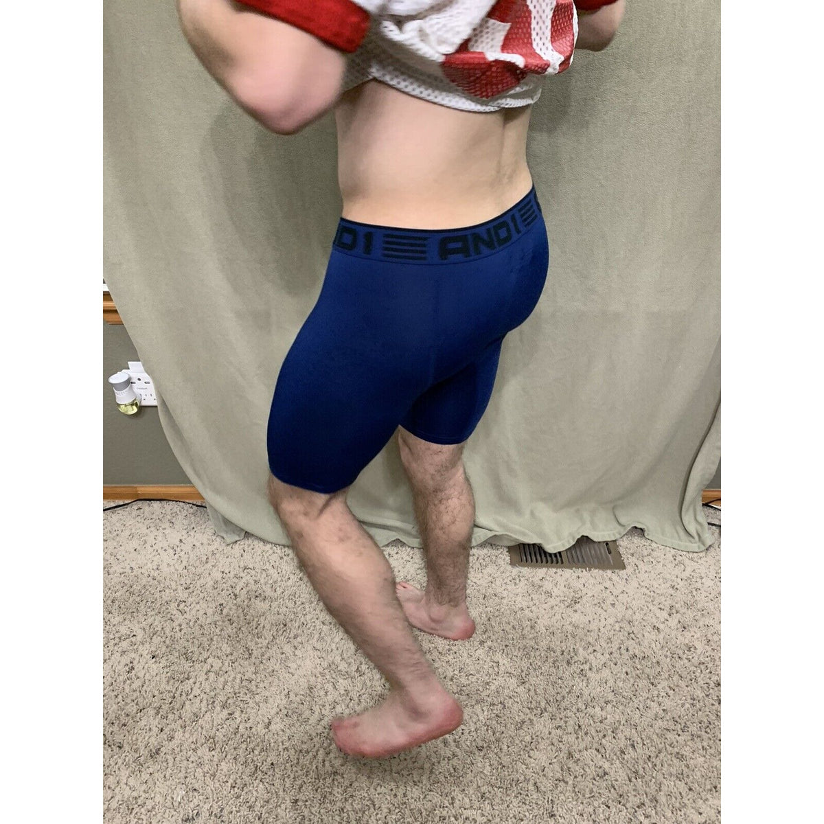 Men’s Blue With Black Band Medium AND1 Compression Performance Boxer Briefs