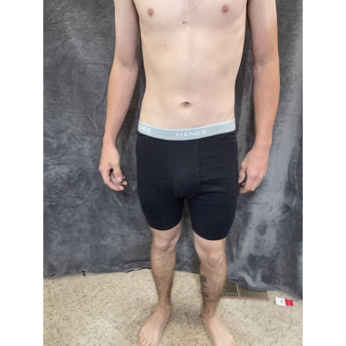 Men's black Medium hanes boxer briefs gray band