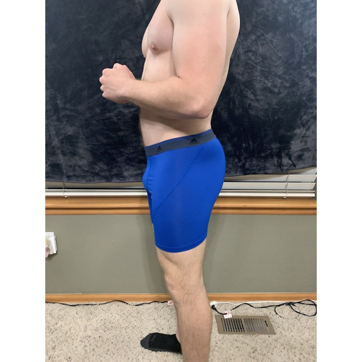 Men’s Adidas 9% Spandex Compression Shorts Royal Blue XL