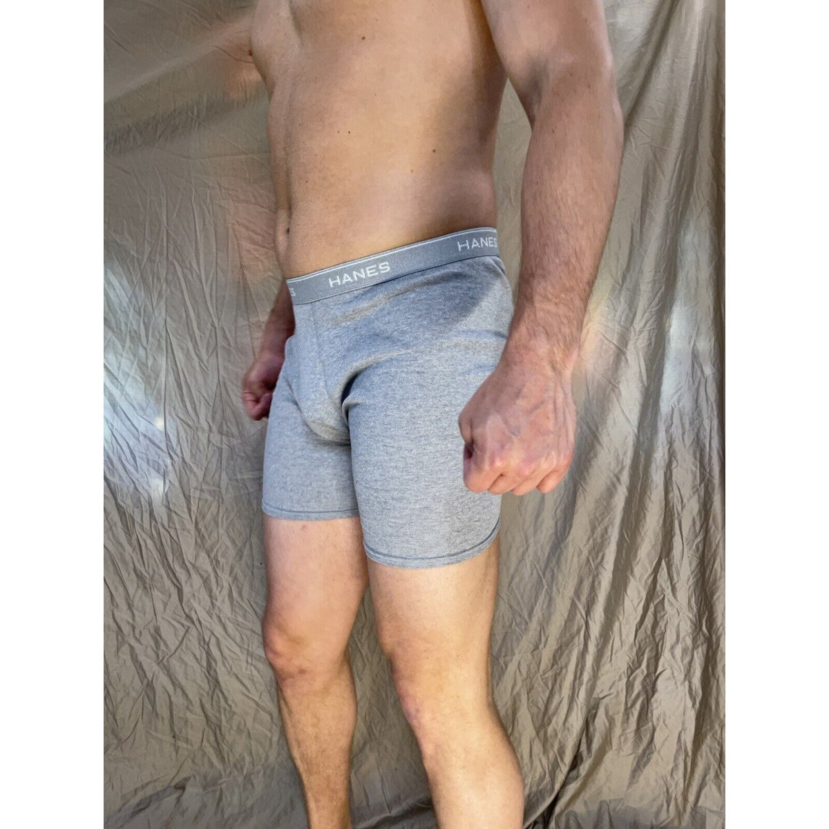 men's hanes Gray boxer brief comfort flex large