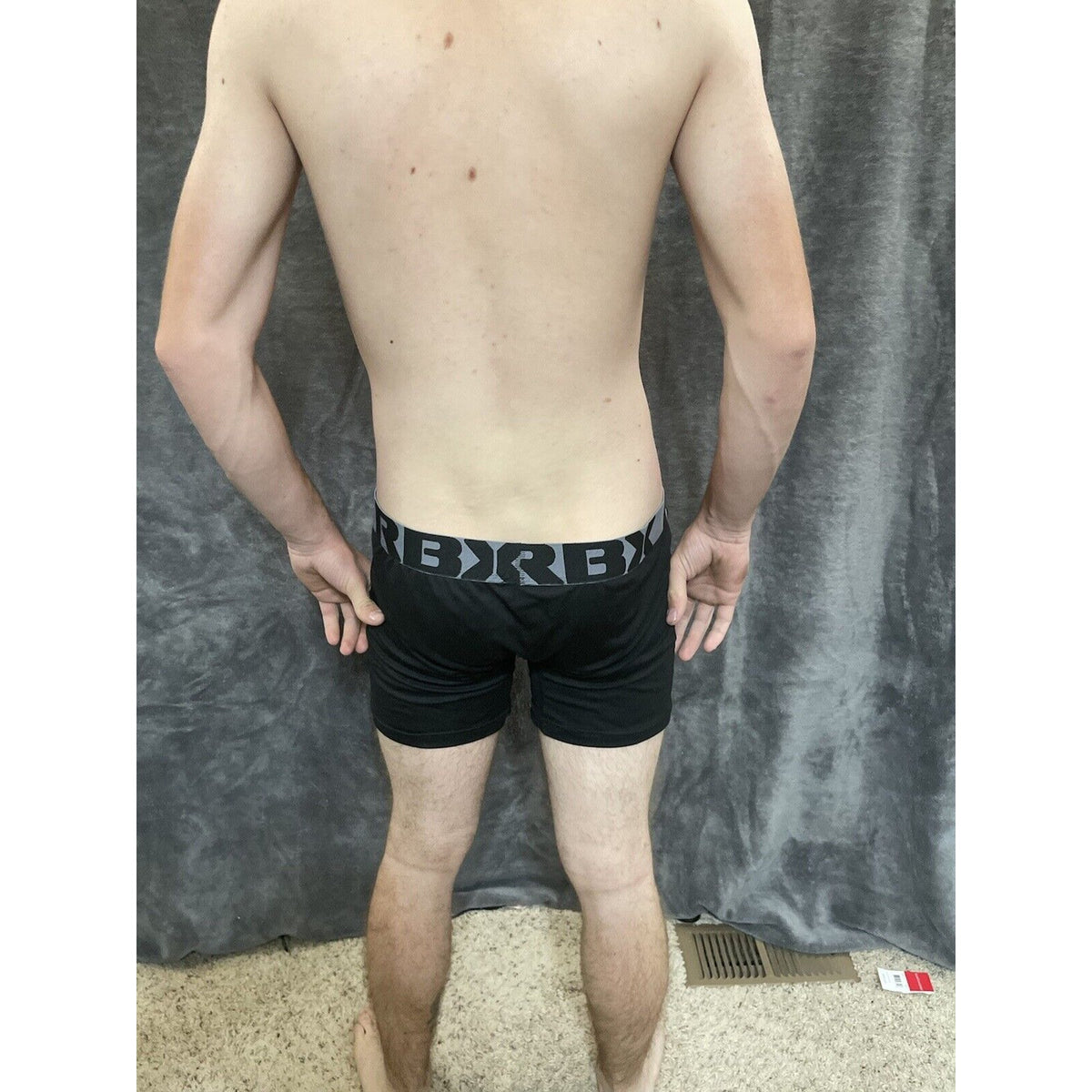 men's Black with  gray Band RBX large compression boxer briefs 10% spandex