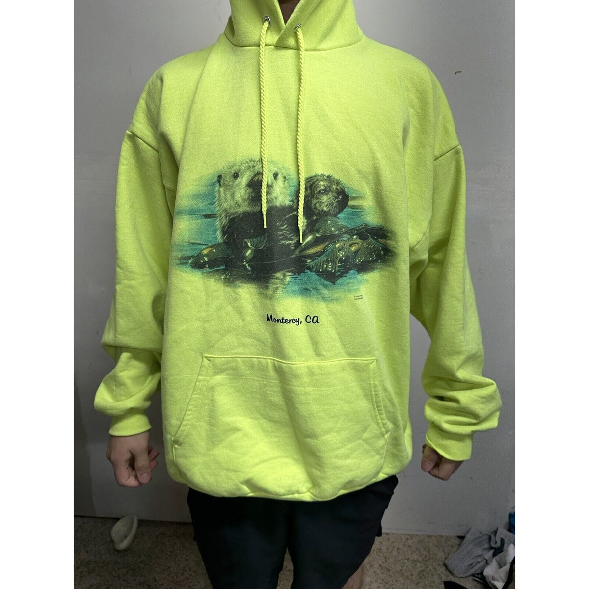 Men’s Neon Yellow Monterey California XXL Hoodie Pullover