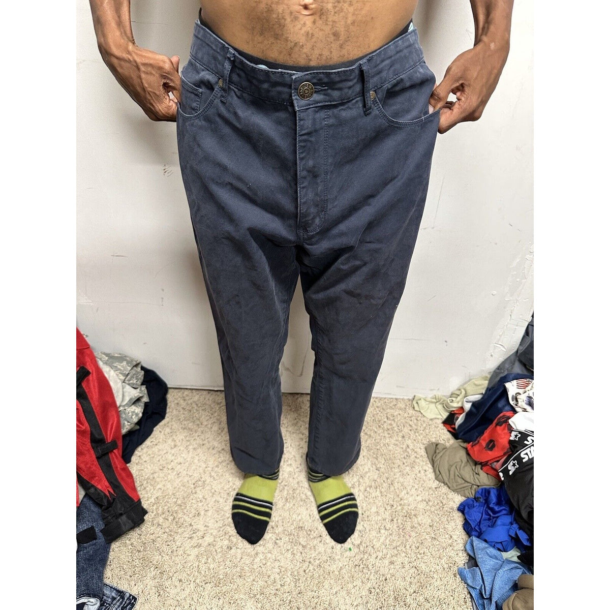 Men’s Navy Blue Johnston & Murphy Slim Fit 36 X 30 Jeans