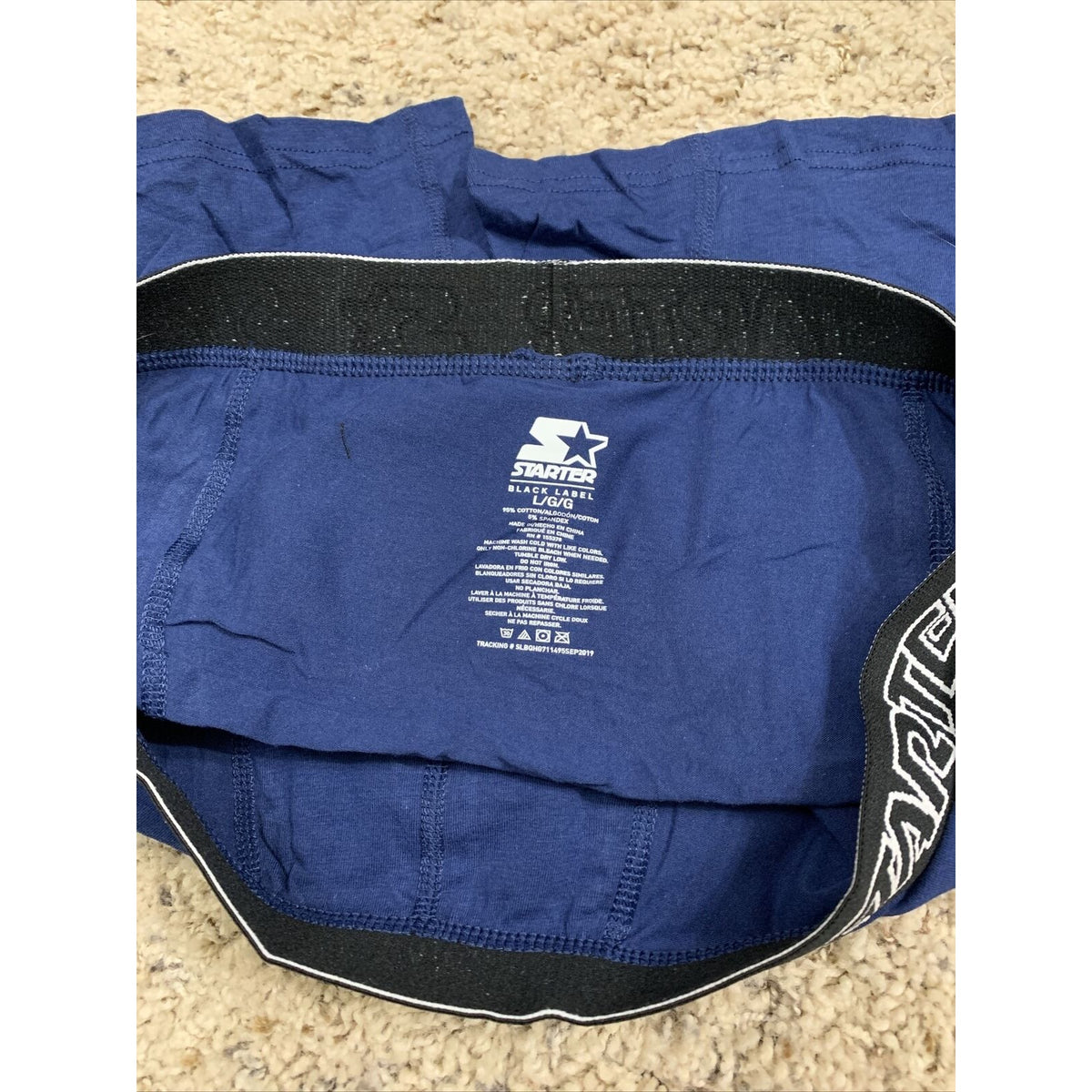 Blue Men’s Large Starter Black Label Compression Shorts 95% Cotton, 5% Spandex