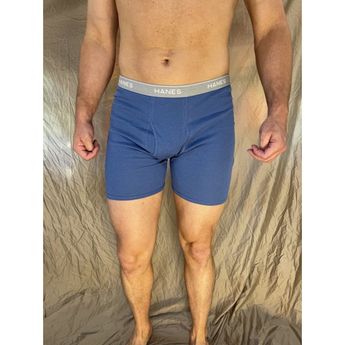 men's hanes Steel Blue boxer brief comfort flex large