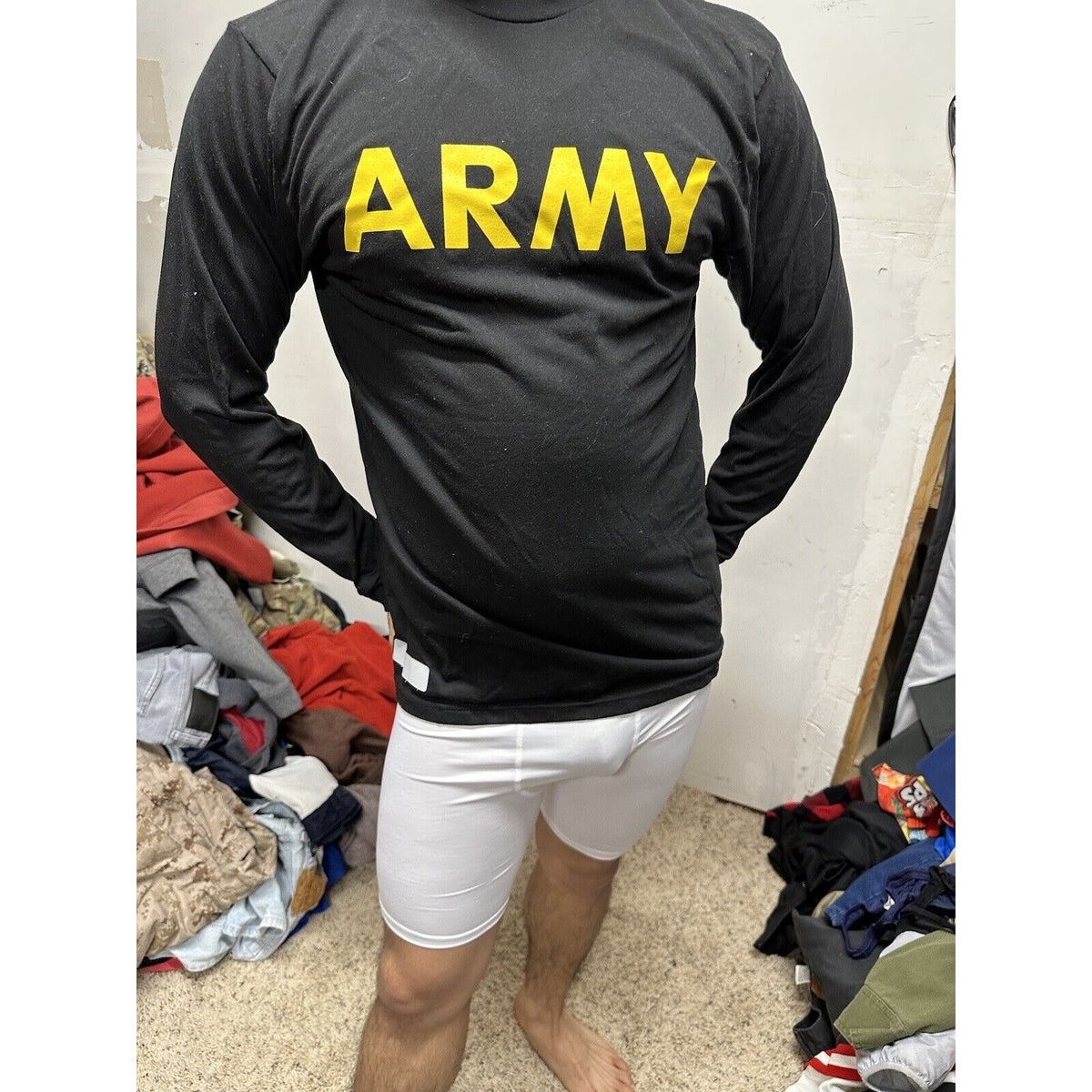 Men’s Army Pt Shirt Long Sleeve Uniform Black Multiple Sizes Long Sleeve