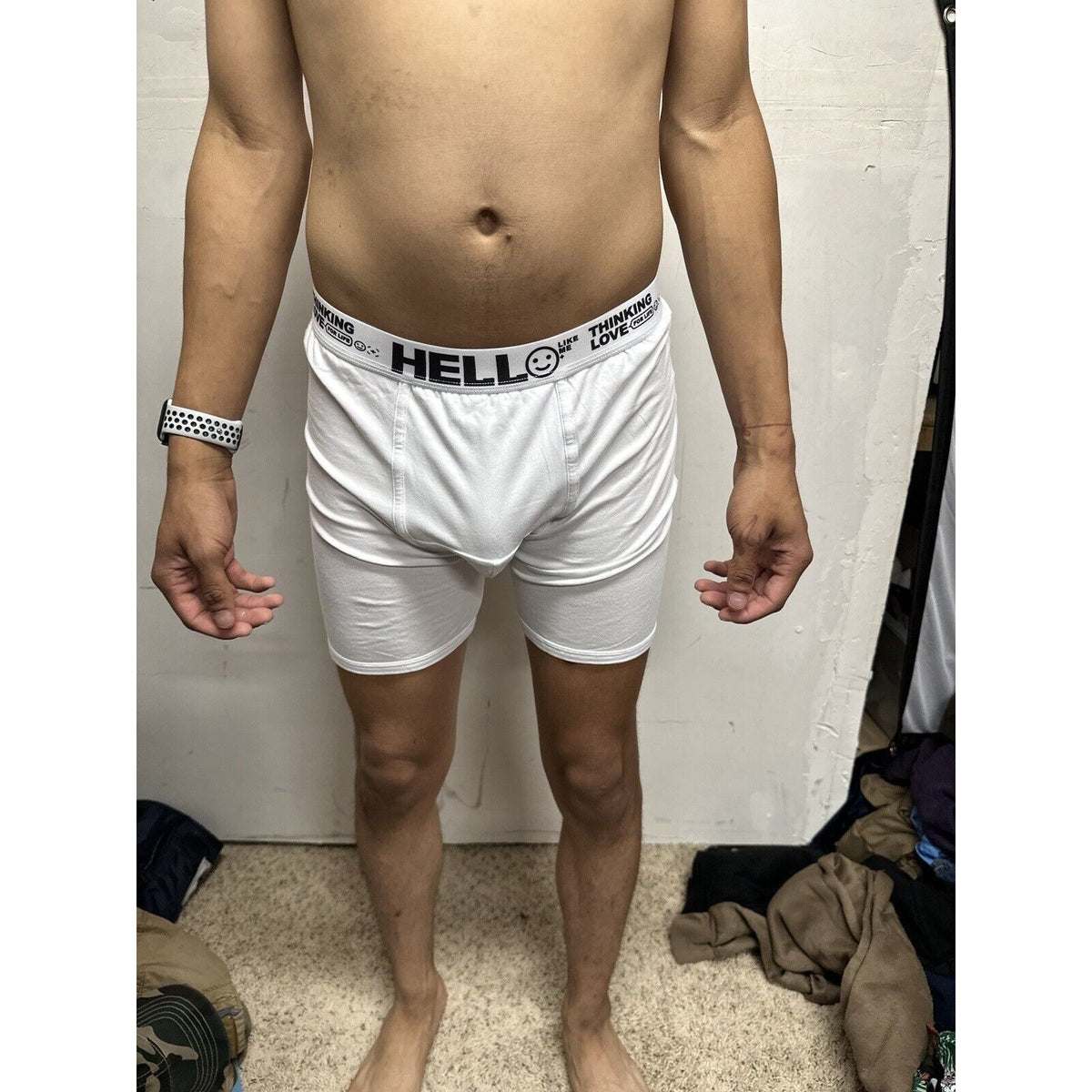 Men’s White Medium Hello Thinking Love For Life Boxer Briefs