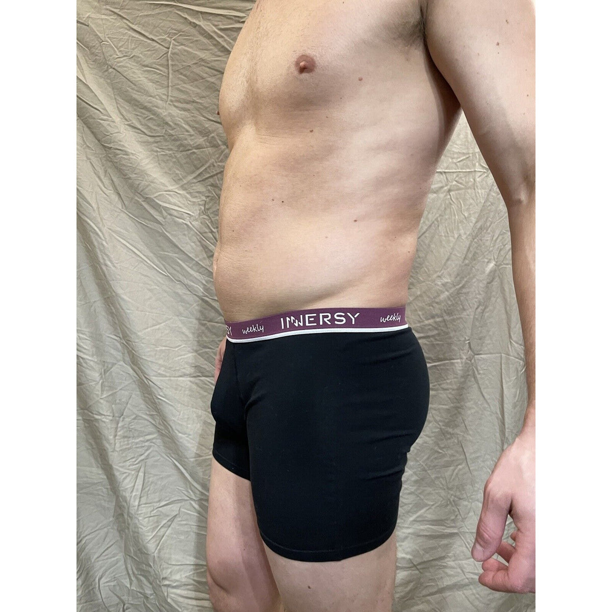 Inersy Weekly Men's black boxer briefs Purple  band New And Unworn Large