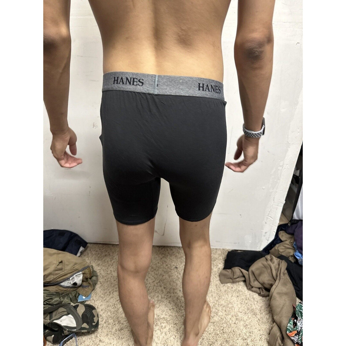 Men’s Hanes Black Boxer Briefs Large
