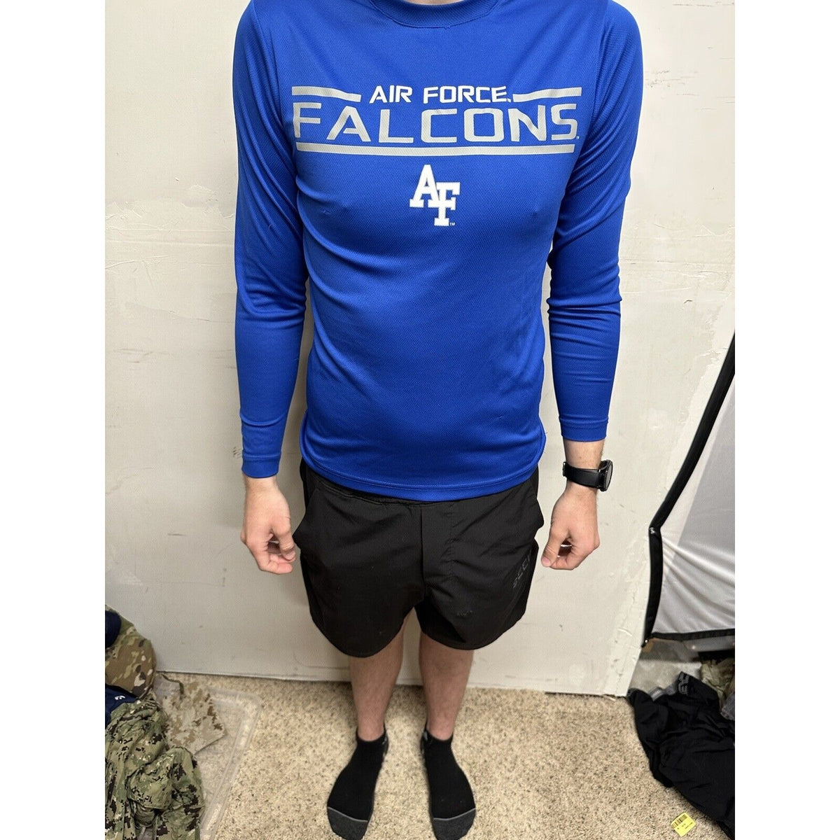 Men’s Blue USAFA Small Falcons Long Sleeve Air Force Pullover Shirt