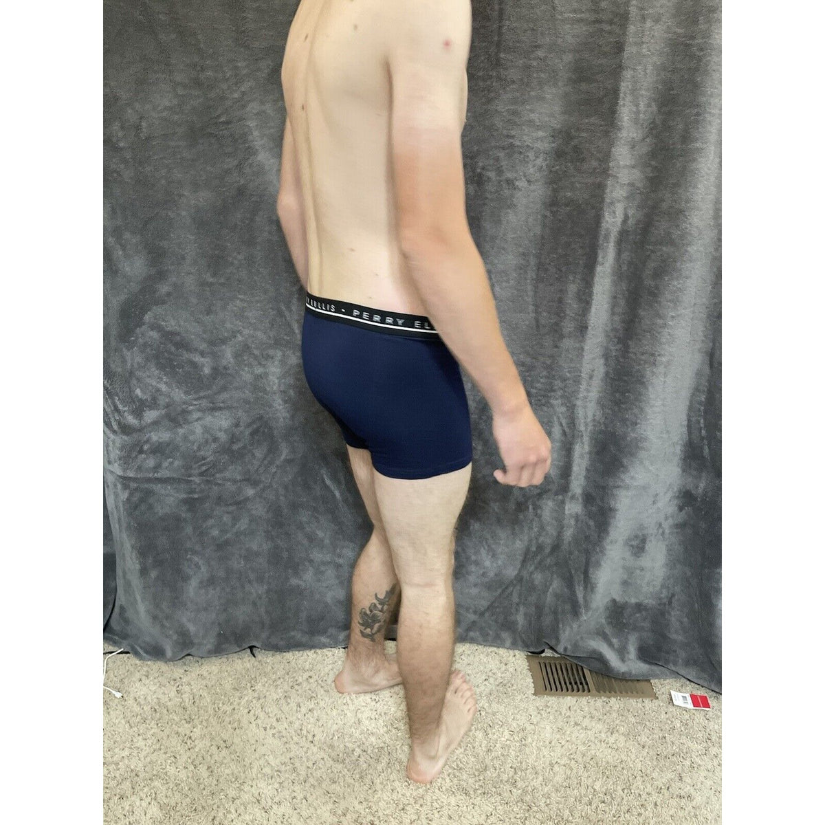 men's small perry ellis dark blue compression boxer brief 5% spandex