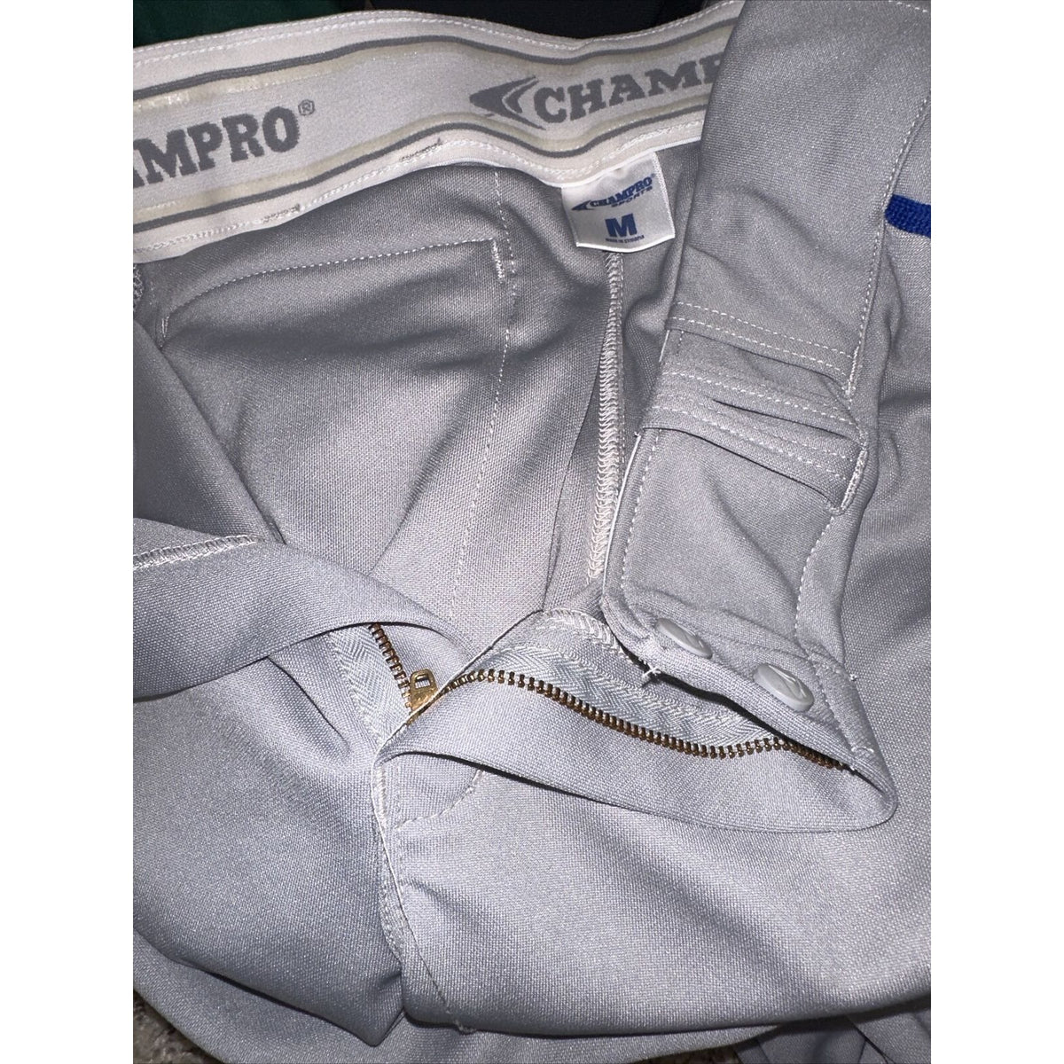 Men’s Gray Champro Adult Medium  Baseball Pants With Blue Line
