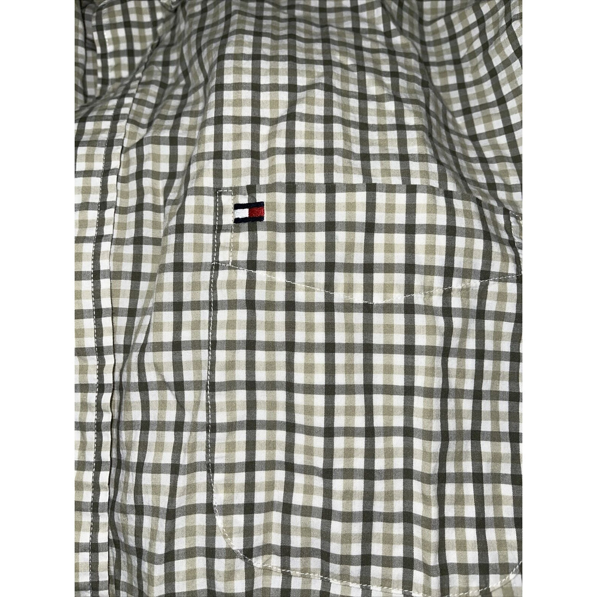 Men’s Tommy Hilfiger XL Long Sleeve Button Up Green white plaid