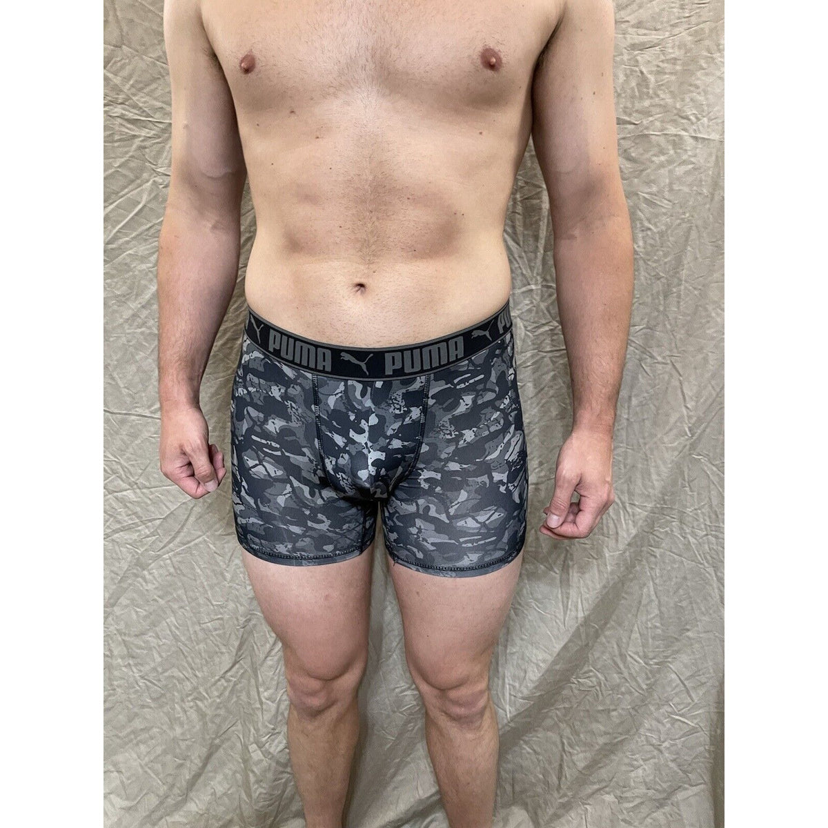men's small puma gray camo compression boxer briefs