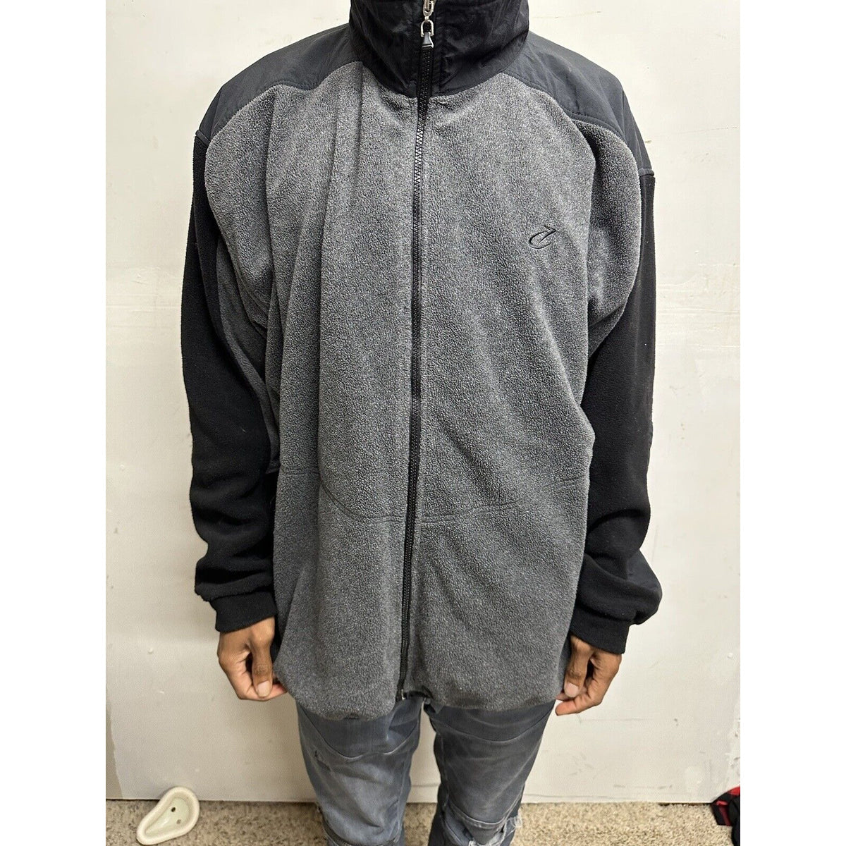 Men’s Gray And Black Bike Performance XL Full Zip Jacket Poly Blend