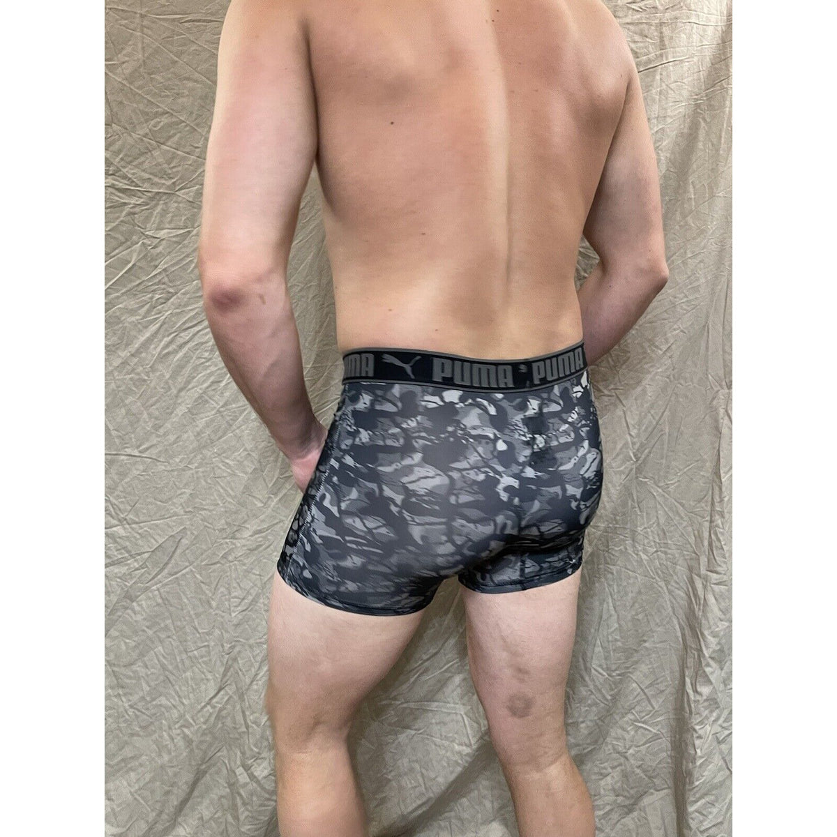 men's small puma gray camo compression boxer briefs