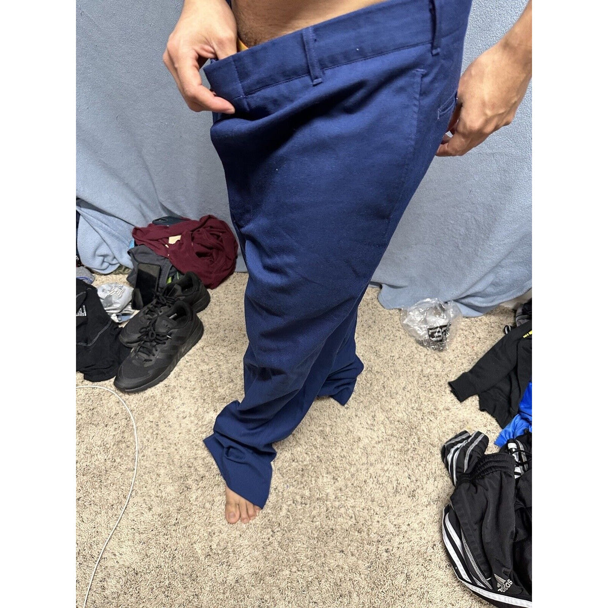Men’s Blue Air Force Uniform Dress Pants Trousers 35L C Poly Wool