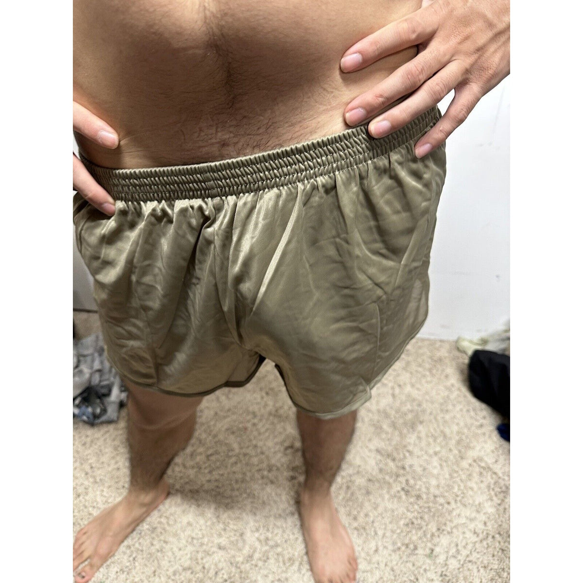 Tan Nylon Soffe Ranger Panties Silkies Running Track Shorts - Men's Medium