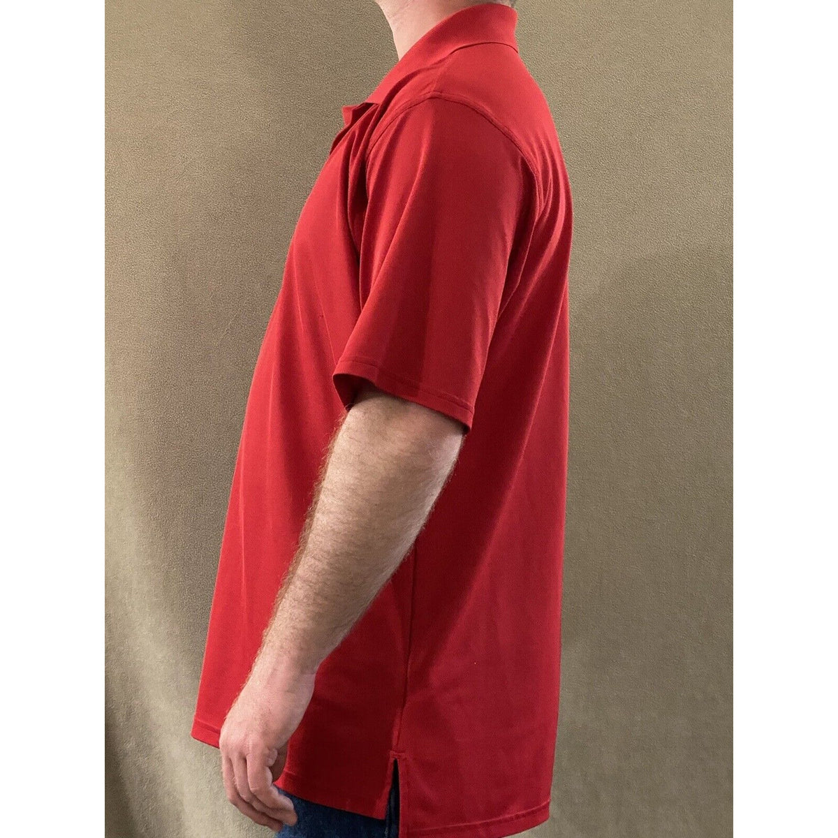 Under Armour Men’s Large Red Polyester Stretch  Golf Polo Shirt