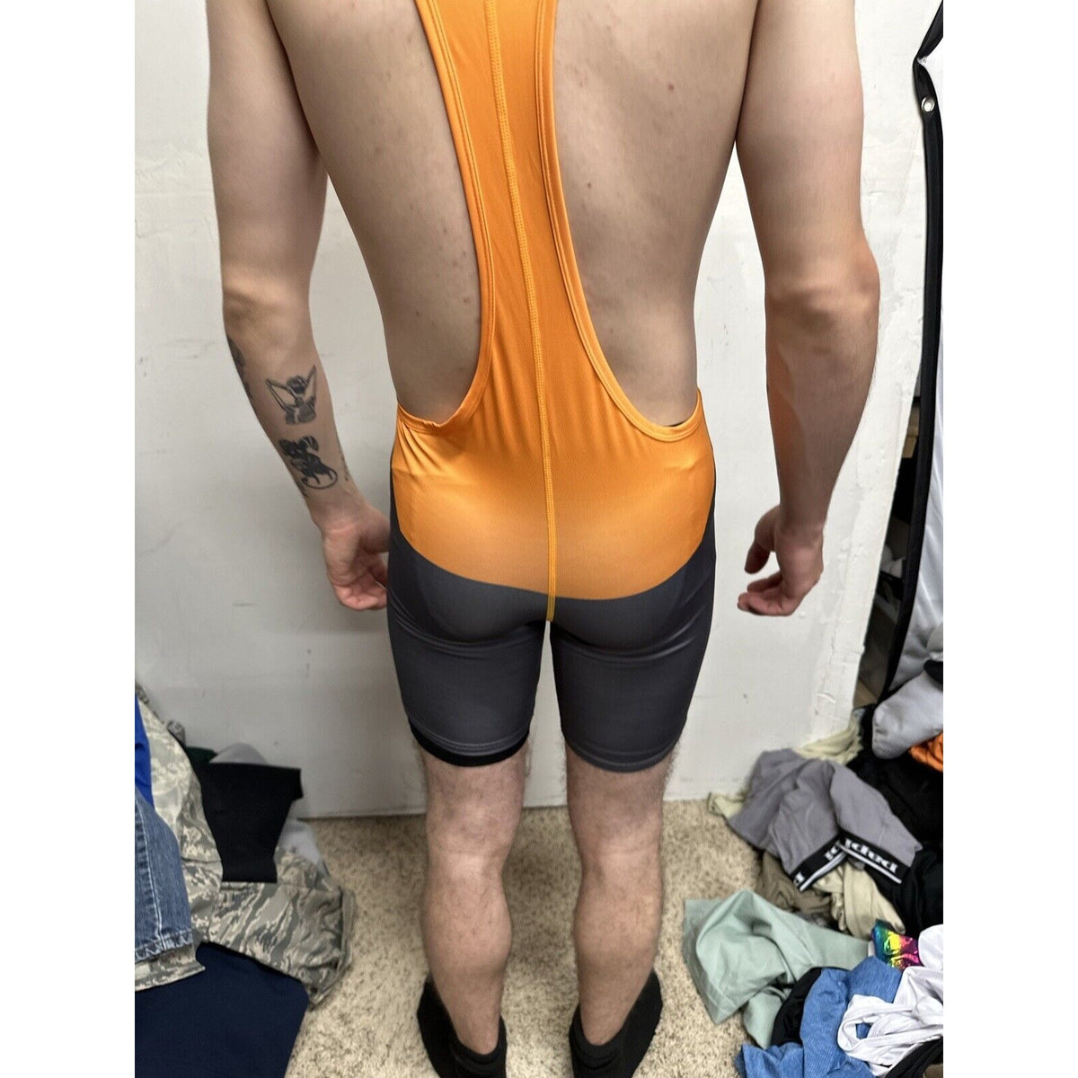 Men’s Medium Orange And Gray Tauwell Athletic Wrestling Singlet
