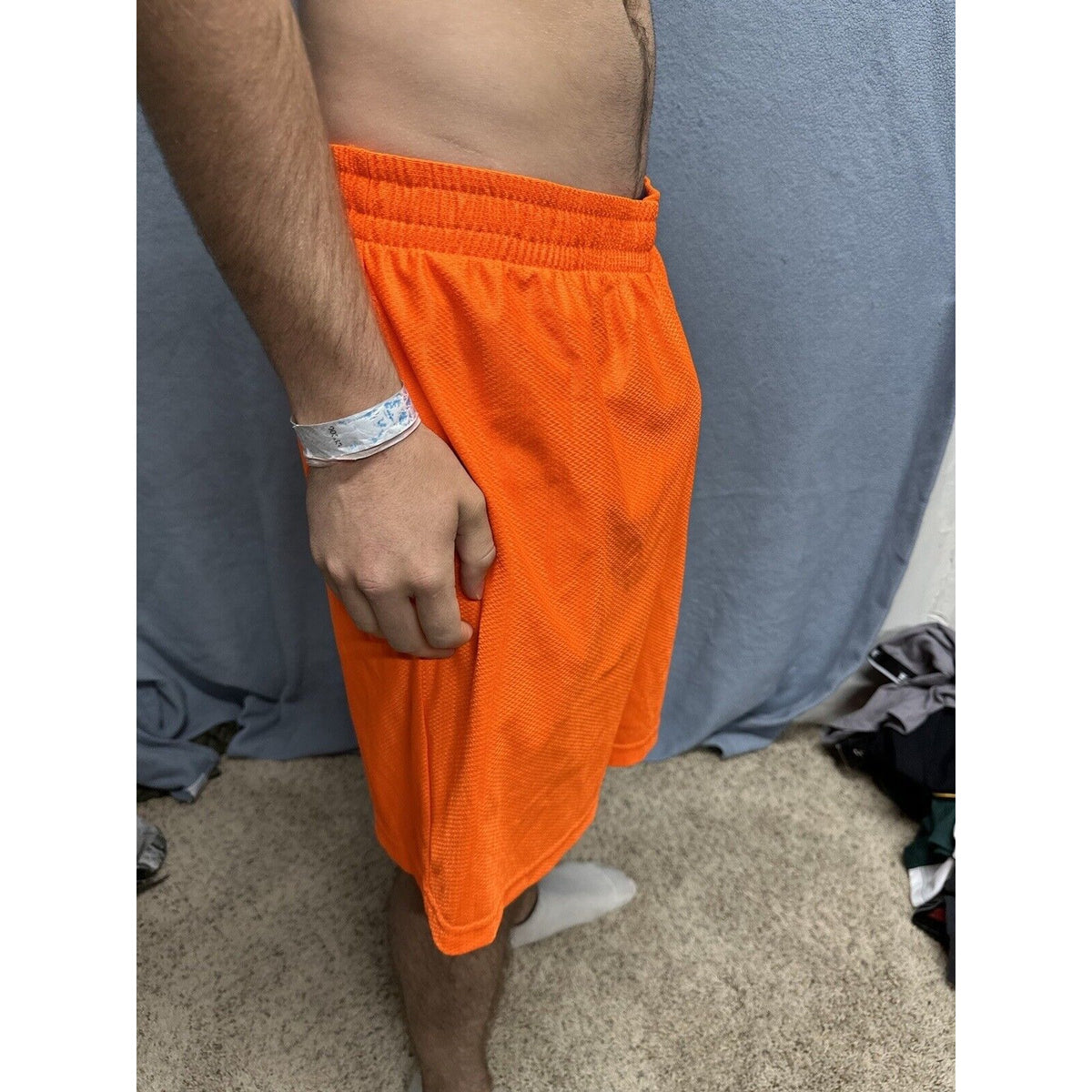 Men’s Neon Orange Starter Medium Athletic Shorts With  Pockets