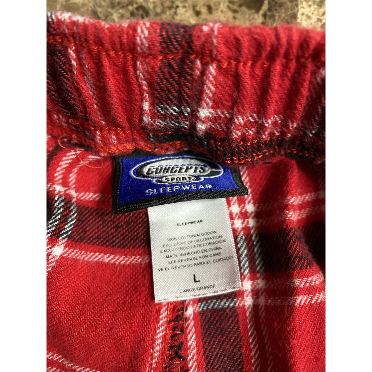 TEXAS TECH Concepts Sports Men’s Large Red & Black Plaid Pajama PJ Lounge Pants