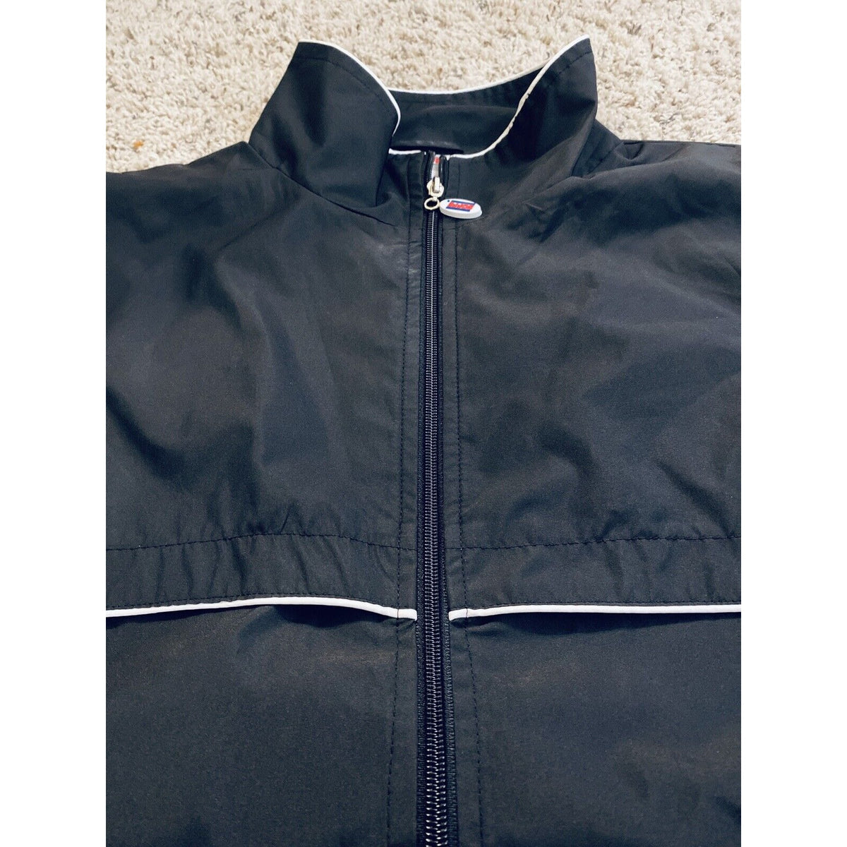 Soffe Men’s  Full Zip Polyester Track Jacket Black/White Large