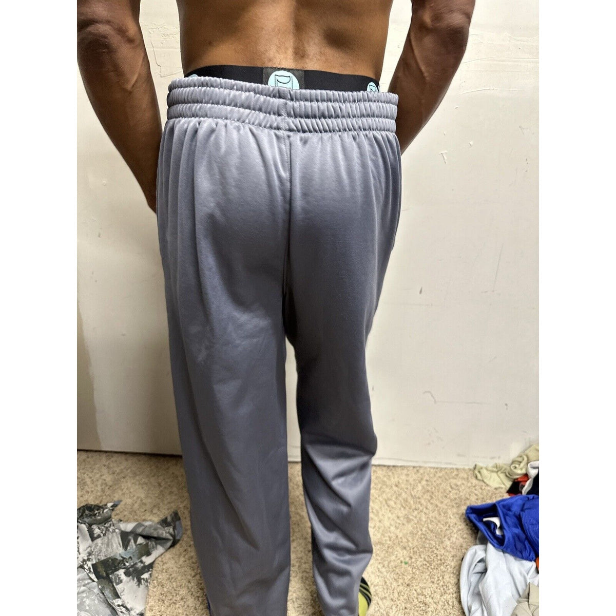 Men’s Gray Large Russell Polyester Sweat Pants With Pockets Air Force Falcons US