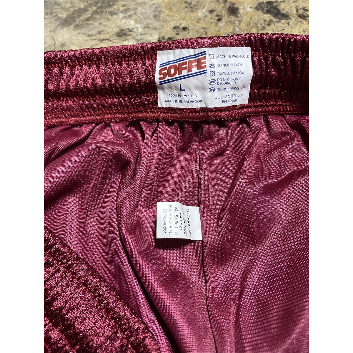 Soffe Men’s Large Maroon Basketball Training Polyester Mesh Shorts