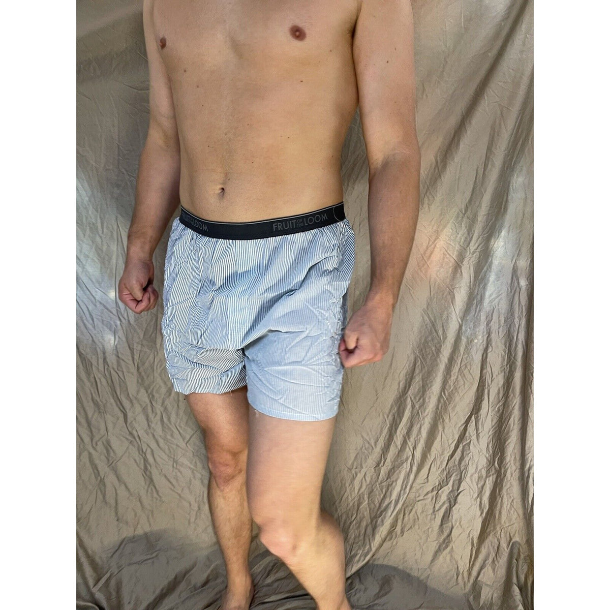men's fruit of the loom Striped blue boxer shorts large