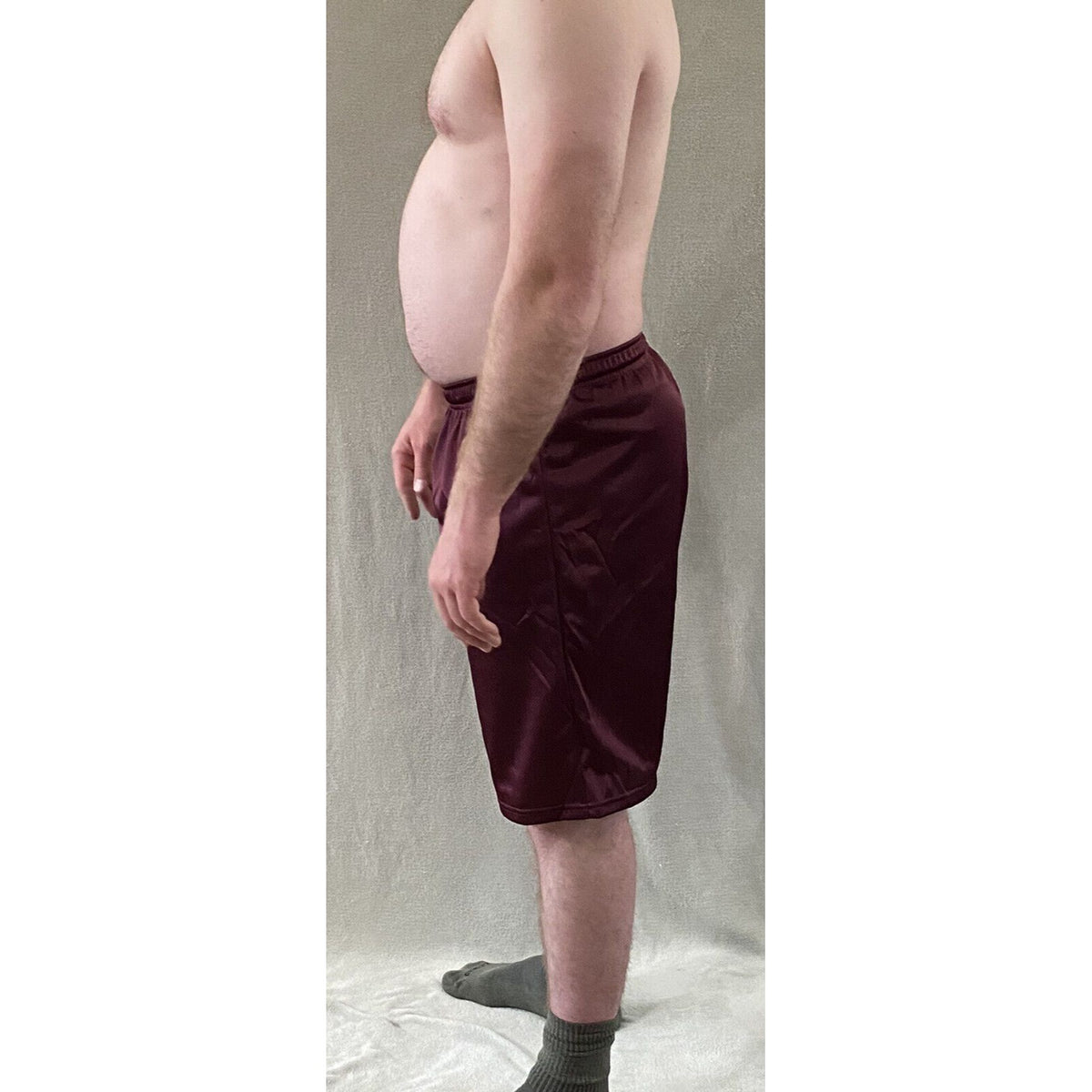 Soffe Men’s Large Burgundy Basketball Training Polyester Mesh Shorts