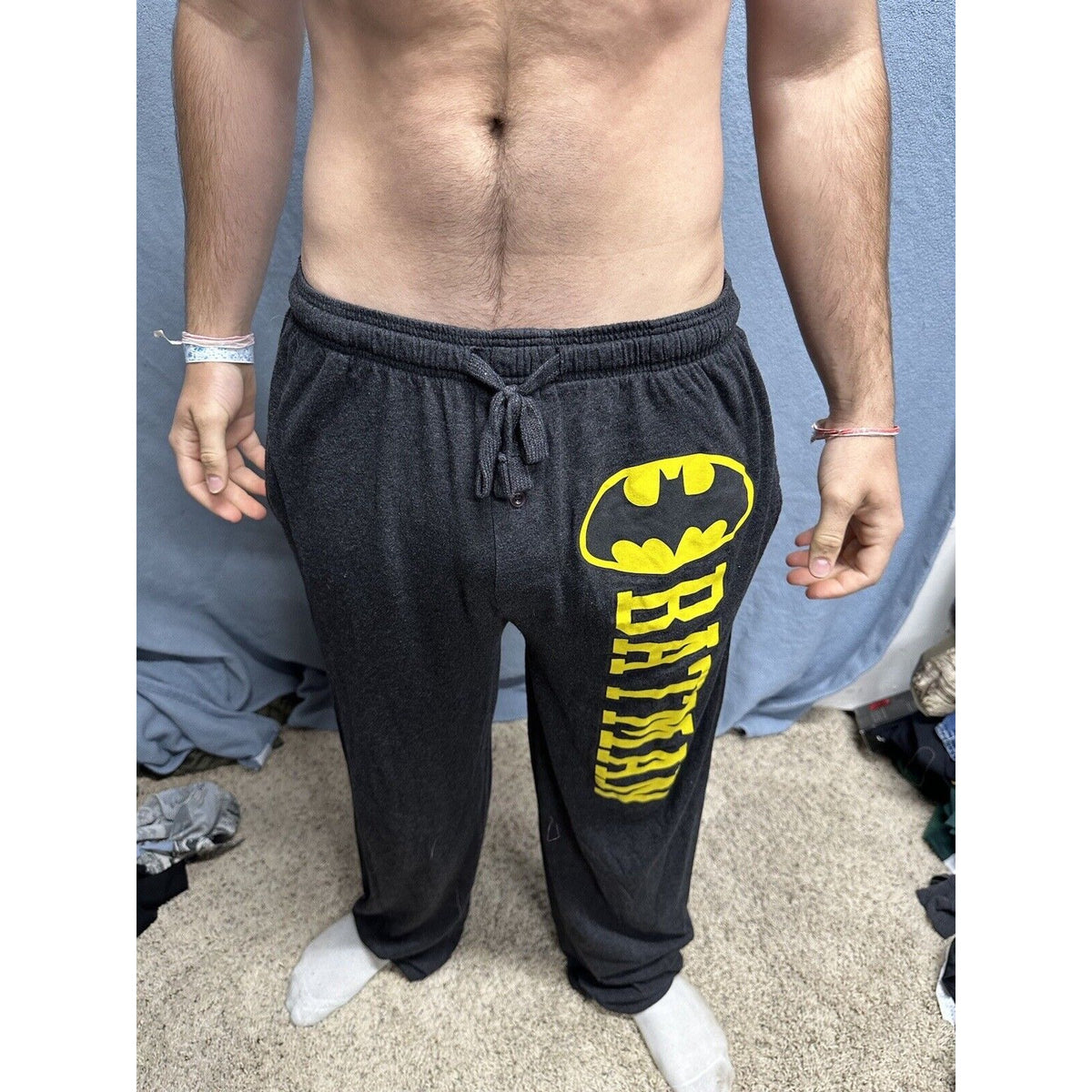 Men’s Large Batman Dark Gray Lounge Pants Sleep Wear With Pockets Large