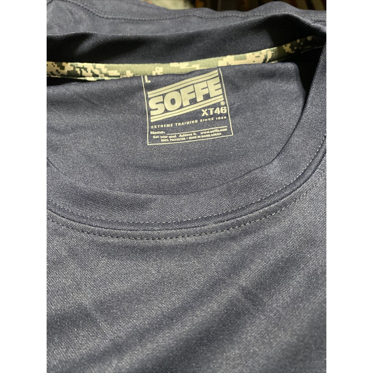 Soffe Extreme Training XT46 Mens Large Navy Blue Camo Polyester Long Sleeves NWT