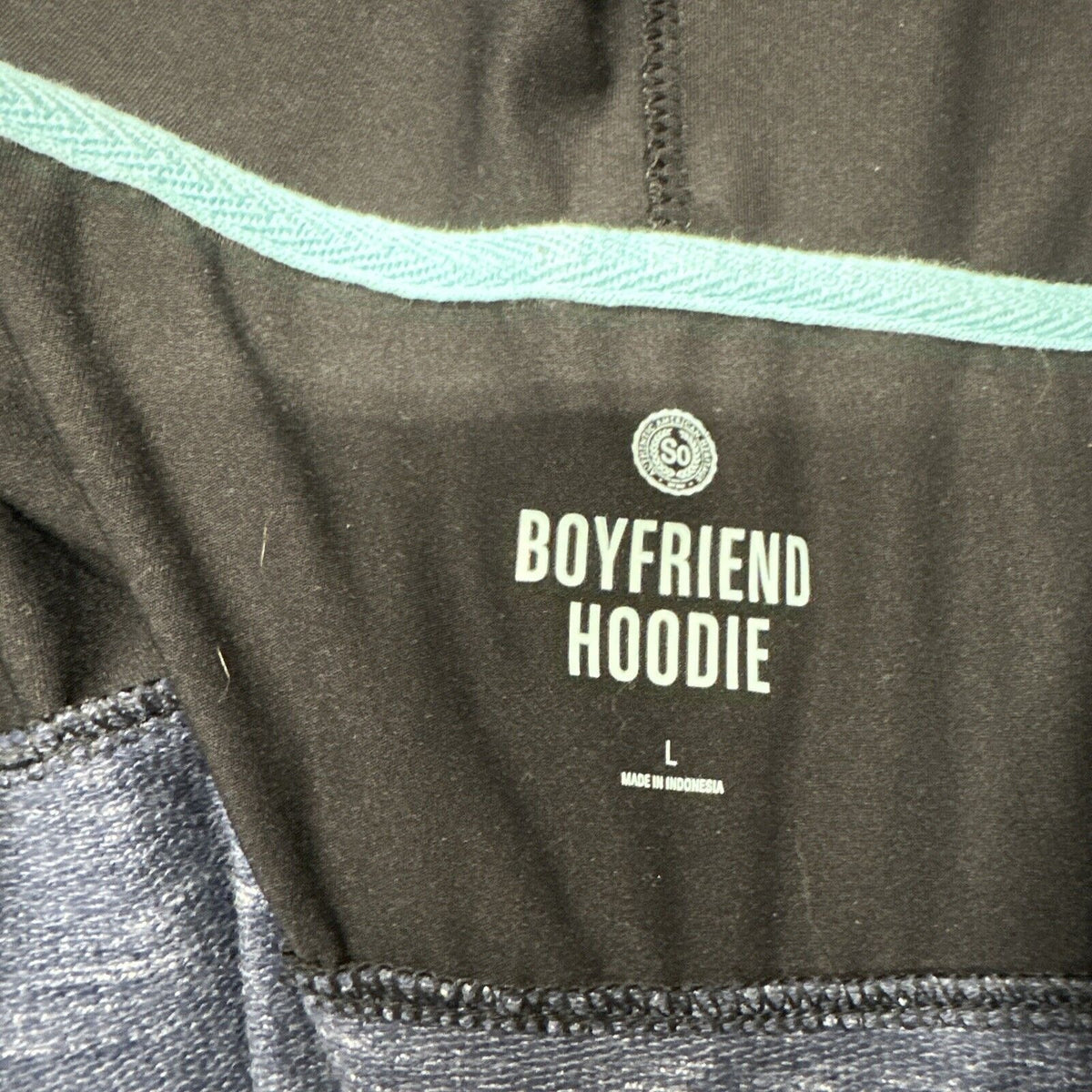 Men’s Blue And Black Boyfriend Hoodie Large Full Zip